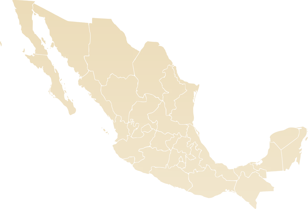 Mapa de cobertura de transporte de carga de GRG Logistics en la República Mexicana
